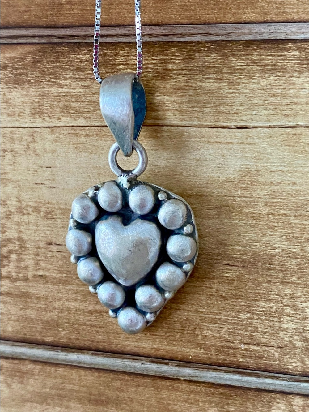 P6 Puffy heart pendant brushed sterling silver | size 1”